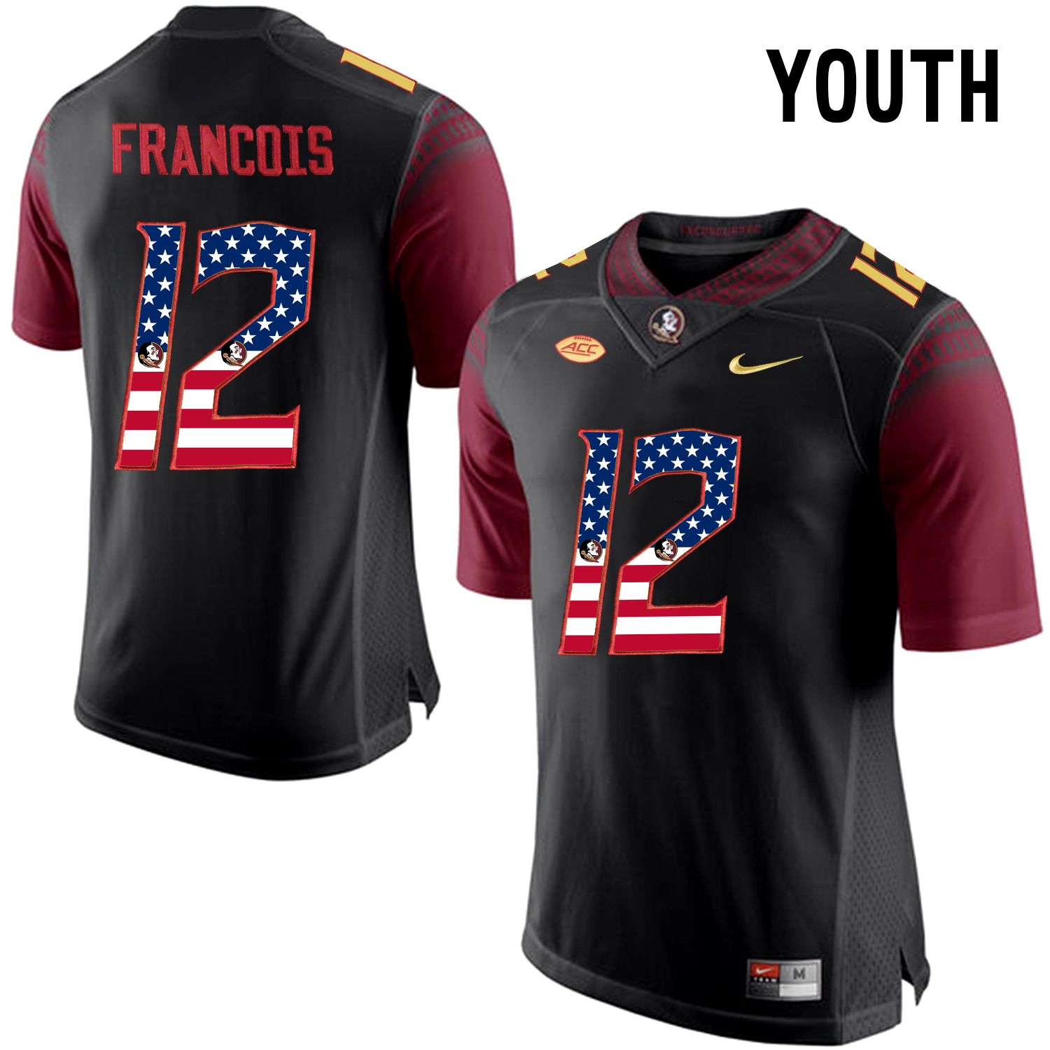 US Flag Fashion Youth Florida State Seminoles Deondre Francois #12 College Football Jersey  Black